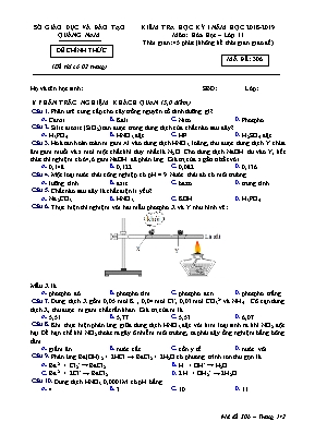 Đề kiểm tra học kỳ I môn Hóa học Lớp 11 - Mã đề 306 - Năm học 2018-2019 - Sở giáo dục và đào tạo Quảng Nam